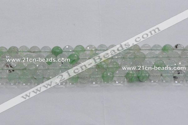 CCY614 15.5 inches 12mm faceted round green cherry quartz beads