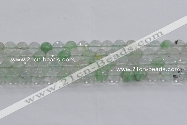 CCY615 15.5 inches 14mm faceted round green cherry quartz beads