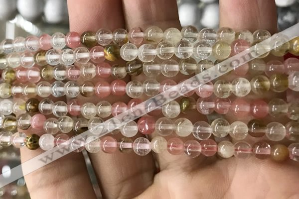 CCY630 15.5 inches 4mm round volcano cherry quartz beads wholesale