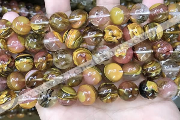 CCY645 15.5 inches 14mm round volcano cherry quartz beads