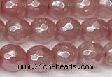 CCY665 15 inches 6mm faceted round AB-color cherry quartz beads