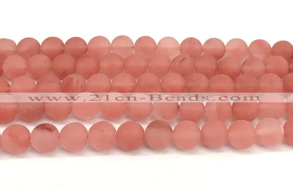 CCY674 15 inches 12mm round matte cherry quartz beads