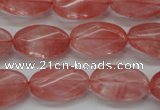 CCY70 15.5 inches 12*20mm twisted oval cherry quartz beads wholesale