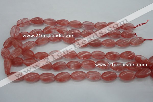 CCY70 15.5 inches 12*20mm twisted oval cherry quartz beads wholesale