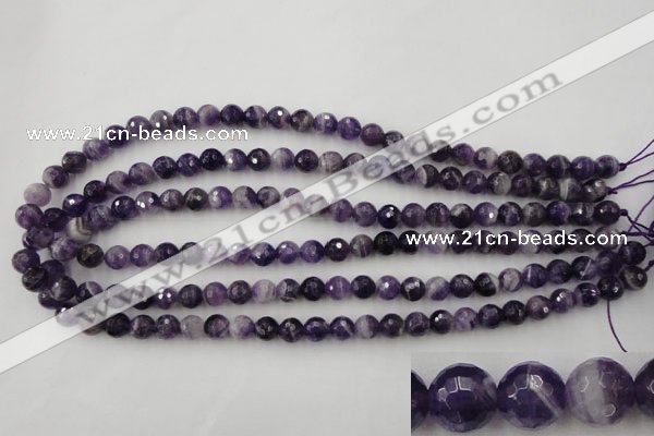 CDA152 15.5 inches 8mm faceted round dogtooth amethyst beads