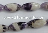 CDA28 15.5 inches 10*20mm faceted rice dogtooth amethyst beads