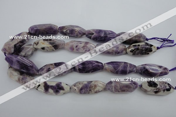 CDA30 15.5 inches 15*38mm – 16*40mm faceted rice dogtooth amethyst beads