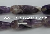 CDA32 15.5 inches 10*30mm faceted teardrop dogtooth amethyst beads