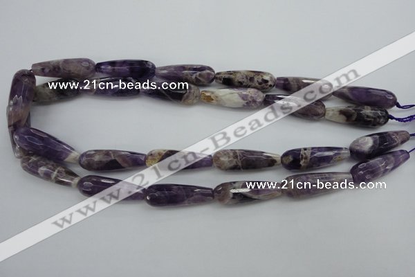 CDA32 15.5 inches 10*30mm faceted teardrop dogtooth amethyst beads