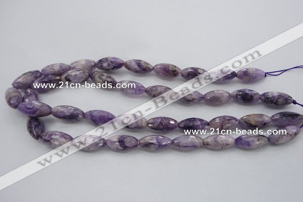 CDA334 15.5 inches 10*20mm faceted rice dyed dogtooth amethyst beads