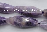 CDA335 15.5 inches 14*35mm faceted rice dyed dogtooth amethyst beads