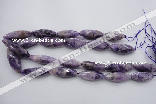 CDA335 15.5 inches 14*35mm faceted rice dyed dogtooth amethyst beads