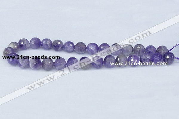 CDA62 15.5 inches 14mm faceted round dogtooth amethyst beads