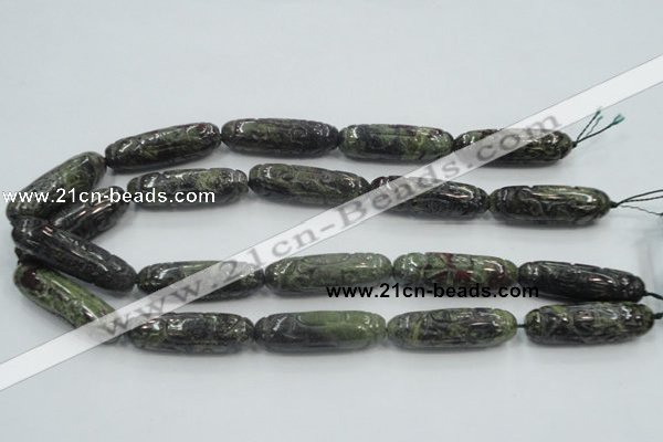 CDB204 12*40mm carved cylinder natural dragon blood jasper beads