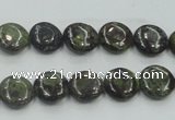 CDB205 15.5 inches 10mm flat round natural dragon blood jasper beads