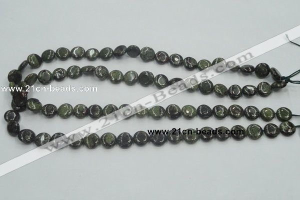 CDB205 15.5 inches 10mm flat round natural dragon blood jasper beads