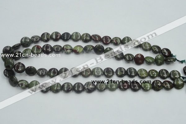 CDB206 15.5 inches 12mm flat round natural dragon blood jasper beads