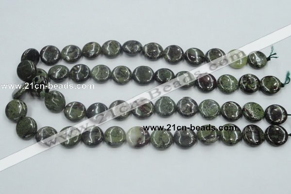 CDB208 15.5 inches 16mm flat round natural dragon blood jasper beads