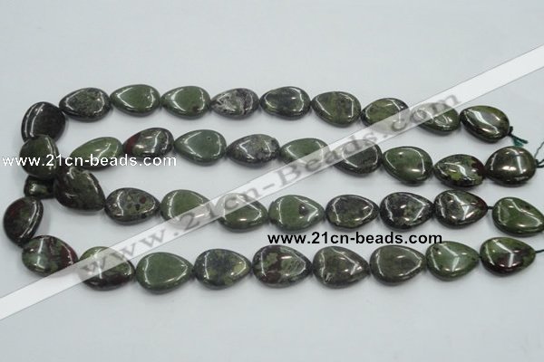 CDB217 15.5 inches 15*20mm flat teardrop natural dragon blood jasper beads
