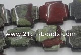CDB224 15.5 inches 20*20mm cross natural dragon blood jasper beads