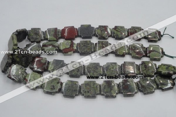 CDB224 15.5 inches 20*20mm cross natural dragon blood jasper beads