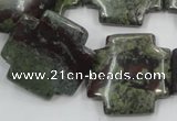 CDB225 15.5 inches 25*25mm cross natural dragon blood jasper beads