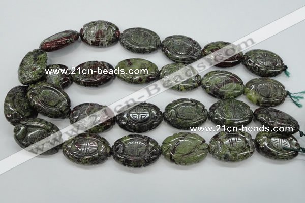 CDB248 15.5 inches 22*30mm carved oval natural dragon blood jasper beads