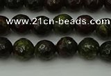 CDB310 15.5 inches 4mm faceted round dragon blood jasper beads