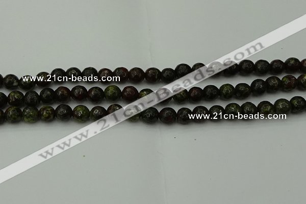 CDB311 15.5 inches 6mm faceted round dragon blood jasper beads