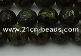 CDB313 15.5 inches 10mm faceted round dragon blood jasper beads