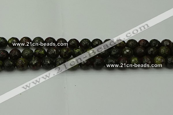 CDB314 15.5 inches 12mm faceted round dragon blood jasper beads