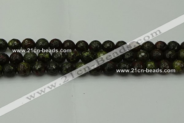 CDB315 15.5 inches 14mm faceted round dragon blood jasper beads