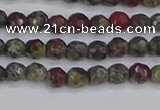 CDB320 15.5 inches 4mm faceted round dragon blood jasper beads