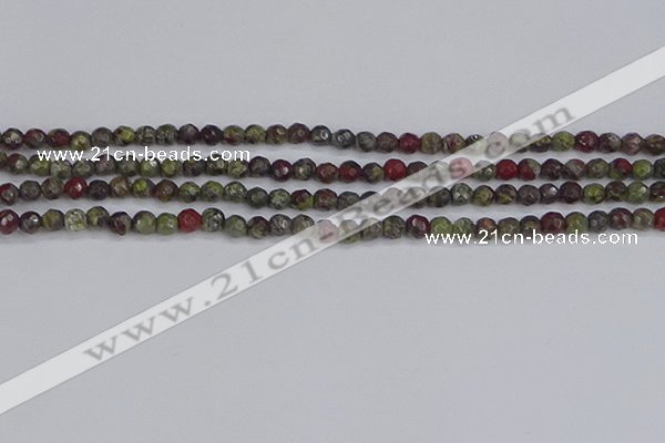 CDB320 15.5 inches 4mm faceted round dragon blood jasper beads