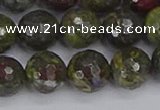 CDB324 15.5 inches 12mm faceted round dragon blood jasper beads