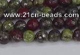 CDB328 15.5 inches 4mm faceted round A grade dragon blood jasper beads