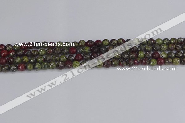 CDB328 15.5 inches 4mm faceted round A grade dragon blood jasper beads