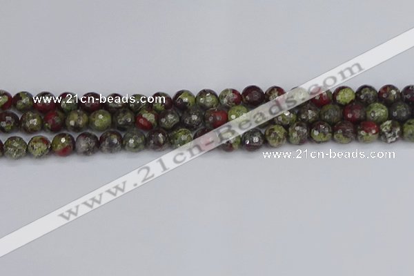 CDB330 15.5 inches 8mm faceted round A grade dragon blood jasper beads