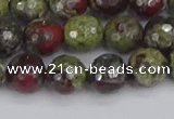 CDB331 15.5 inches 10mm faceted round A grade dragon blood jasper beads