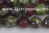 CDB332 15.5 inches 12mm faceted round A grade dragon blood jasper beads