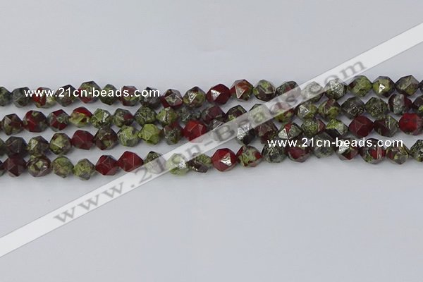 CDB336 15.5 inches 6mm faceted nuggets dragon blood jasper beads