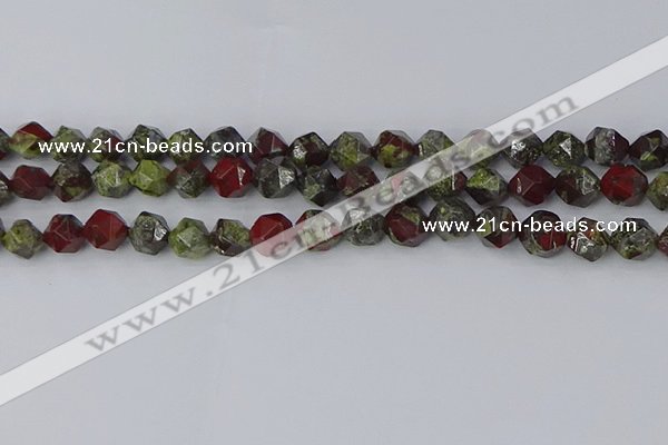 CDB337 15.5 inches 8mm faceted nuggets dragon blood jasper beads