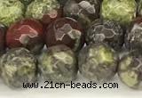 CDB350 15 inches 6mm faceted round dragon blood jasper beads