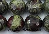 CDB357 15 inches 10mm faceted round dragon blood jasper beads