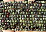 CDB360 15 inches 4mm faceted round dragon blood jasper beads