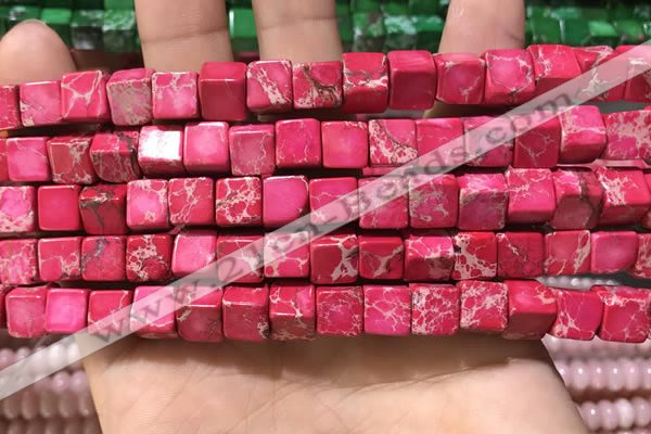 CDE1112 15.5 inches 8*8mm cube sea sediment jasper beads