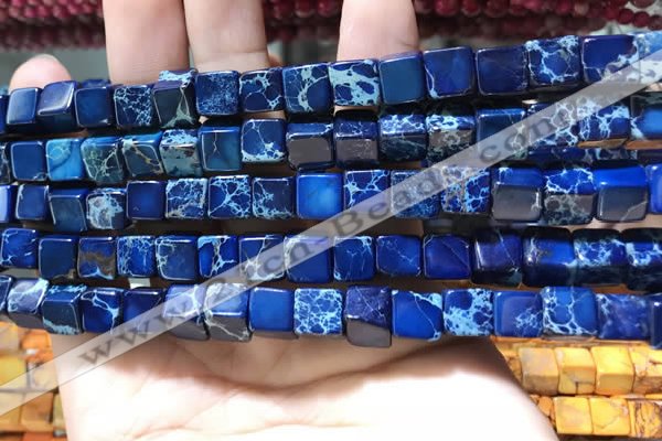 CDE1116 15.5 inches 8*8mm cube sea sediment jasper beads