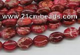 CDE12 15.5 inches 8*10mm oval dyed sea sediment jasper beads