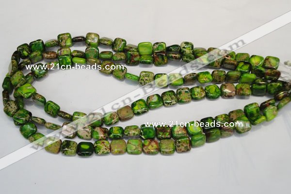 CDE120 15.5 inches 10*10mm square dyed sea sediment jasper beads