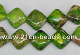 CDE122 15.5 inches 12*12mm diamond dyed sea sediment jasper beads